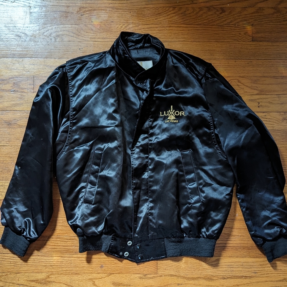 Vintage Vegas LUXOR HOTEL Black Satin Varsity Jacket unisex